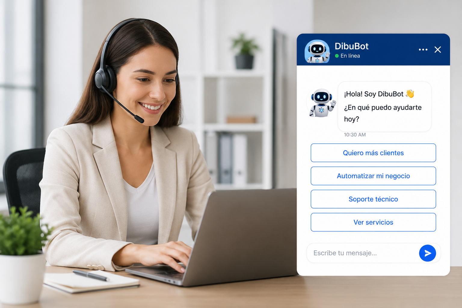 Solucion de chatbot con Dibubot para atencion inteligente